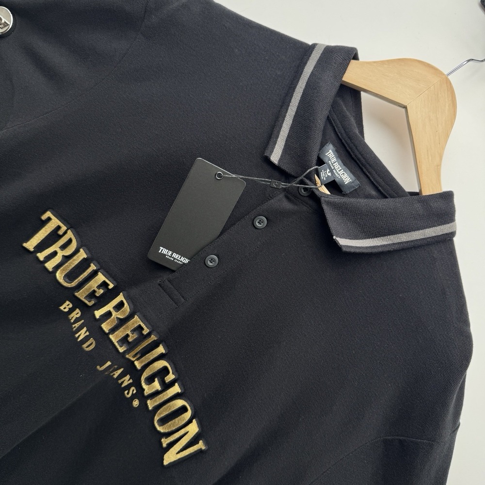True Religion Polo Shirt Men's Large Color Black (NEW ORIGINAL WITH TAGS)
